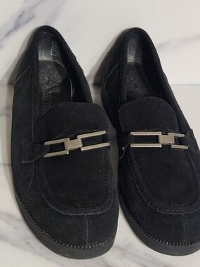 NWOT - Predictions Black Suede Slip-On Loafers with Silver Bit